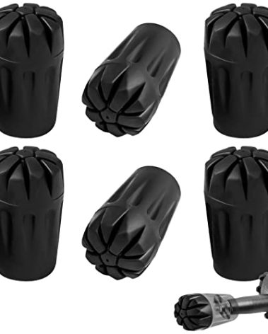 6 Pack Hiking Walking Sticks Rubber Tips, Replacement Tips Protectors for Trekking Poles, Fits Most Standard Hiking, Trekking, Walking Poles (Angle Tips)