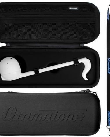 Otamatone Official Case for Otamatone (Regular - 10.7 inch) Musical Instrument Toy Synthesizer Hard Shell Cover, Smooth Fitted Protective Interior with Official Logo Strap, Inner Zipper Pouch (Black)