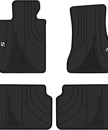 Matericuo Car Floor Mats Custom Fit for BMW 5 Series G30/G31 2017-2023 Black White Rubber Auto Liner Mats All Weather Protection Heavy Duty Odorless