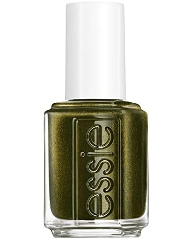 essie Vegan nail polish, limited edition fall 2021 collection, warm onyx green, shimmer