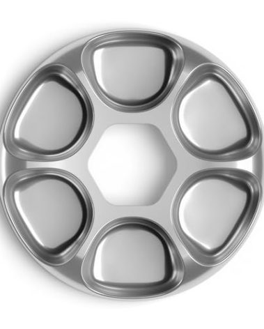 iPettie Upgraded Replacement Food Tray for Donut Frost Automatic Cat Feeder - Corrosion Resistant 304 Stainless Steel, 6 Isolated Portions, Waterproof and Dishwasher Safe