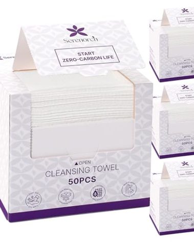 Serenorch Disposable Face Towels, 10" x 12", Ultra Thick Face Towelettes for Sensitive Skin, Extra Soft Makeup Remover Dry Wipes, 200 Count