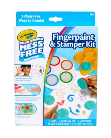 Crayola Color Wonder Mess Free Fingerpaint & Stamper Kit, Safari Stamps for Kids, Color Reveal Ink, Toddler Activity, Gifts, 3+