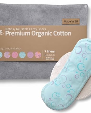 Made in EU - Ultra-Soft Reusable Panty Liners (Small, 7-Pack) – High-Temp Washable Cloth Panty Liners for Women & Teens – Breathable Organic Cotton Keeps You Fresh & Dry for Vaginal Daily Discharge