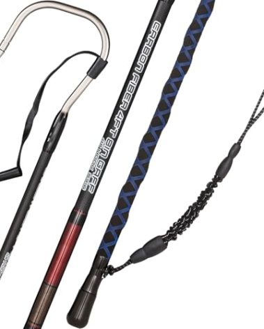 FISHAPPY Fishing Gaff Saltwater Fish Gaff with S316 Stainless Steel Fishing Hook Carbon Fiber Fishing Gaff (Black Blue 4'8'' Gaff - 4'' Hook)