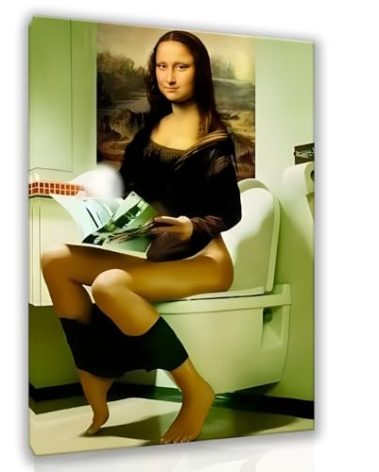 Mona Lisa Classical Paintings Funny Wall Art for Bathroom - Cute Restroom Decor with Stylish Bathroom Pictures Modern Wall Decor Unique Home Decorations for Vanity Washroom Spaces 11.5x15 Inch