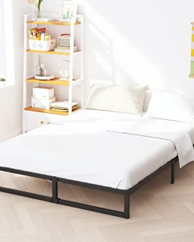 Richwanone 8 Inch Queen Bed Frame Metal Platform Mattress Foundation with Steel Slat Support, No Box Spring Needed, Easy Assembly, Black