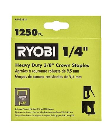 RYOBI 3/8-inch X 1/4-inch Heavy Duty Crown Staples (1,250-Piece)