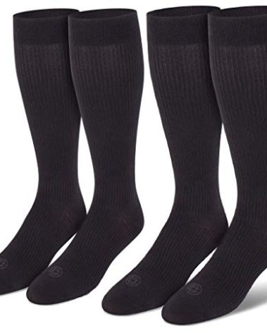 Doctor's Choice Compression Socks for Men, 8-15 mmhg, Wide Calf Compression Stockings for Men, Single & 2 Pair Packs Long Socks for Nurses, Black, Large: Shoe Size 6-12.5