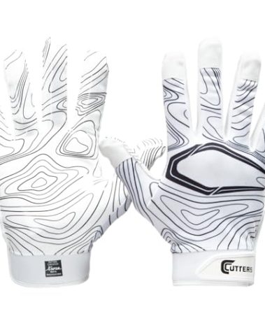 Cutters Game Day Receiver Glvs White Topo YL/YXL