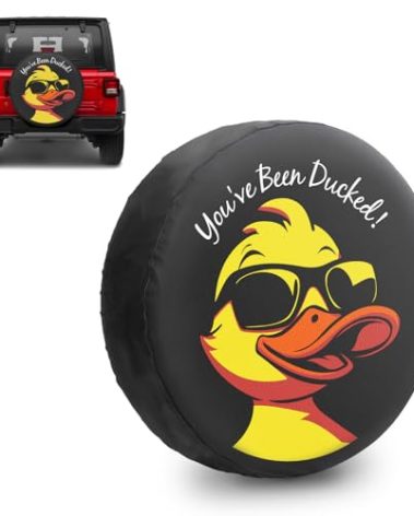 OYIXIO Waterproof PU Leather Spare Tire Cover，17" Duck Tire Cover with a Diameter of 31.49" -32.67 ".Suitable for JL,JK,Trailers, RV, SUVs, and Trucks.(Yellow)