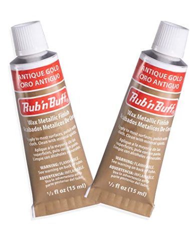 AMACO Rub n Buff Wax Metallic Finish - 2 Rub n Buff Antique Gold 15ml Tubes - Versatile Gilding Wax for Finishing Furniture Antiquing and Restoration - Rub and Buff Colors Set of Two
