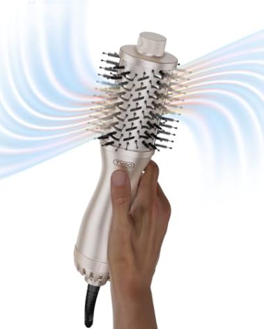 TYMO 2.0 Hair Blow Dryer Brush - Blowout Hot Air Brush, One Step Volumizer, Upgraded 2 Inch Barrel Roller Curling Styler, 3X Faster Drying, 0.6 lb Lightweight, Straightener Curling in One, Gold
