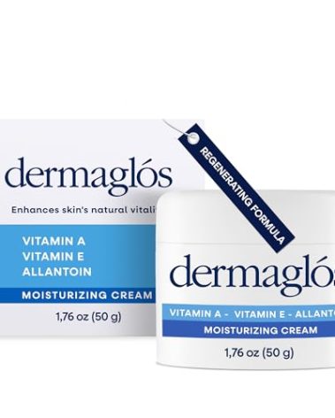 Dermaglos Moisturizing Cream | Vitamin A (Retinoids), Vitamin E & Allantoin | Rich Moisturizer for Wrinkles, Stretch Mark Prevention, Tattoo Aftercare, Scar cream, Hydration for Smooth Skin | 1,76 oz