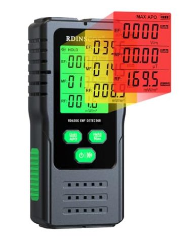 EMF Detector – 3-in-1 Electromagnetic Radiation Meter for AC Magnetic, AC Electric & Microwave Fields – Handheld EMF Reader for Home, Office & Smart Meters, Ideal for Non-Professional Users