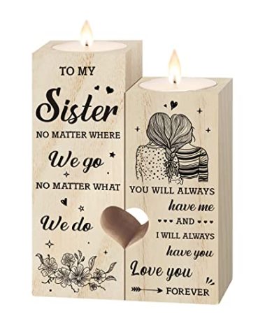 SteadStyle Valentines Sister Gifts from Sister – Heart-Shaped Candle Holders, Birthday Gifts from Sisters, Best Sister Gift for Christmas, Graduation, Mother's Day, Wedding, or Thank You