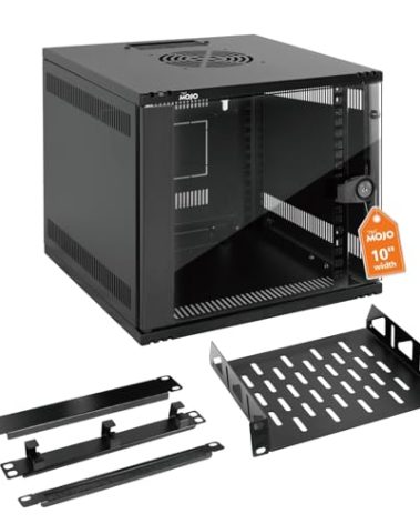 Tecmojo 6U 10 inch Rack, Wall Mount Network Cabinet Set,12.3W x 13D x 11.8H- Load Capacity 110Lbs(50 kg),Black 10" Wall Housing Server Rack Set
