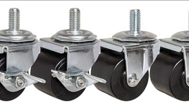 2" Caster Set of 4 | Low Profile Casters for Commercial Refrigerators | 2 Swivels and 2 Swivels with Brake
