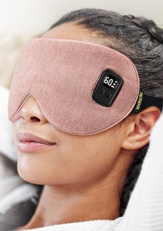 Heated Eye Mask for Dry Eyes: Warm Compress for Digital Tired Eyes, Stye Relief - Cordless, Adjustable Heat & Timer Settings - Airplane/Road Travel, Sleep aid, Office nap Pink