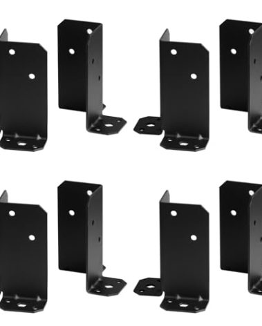 YIDU69Q 8 Pcs 4x4,6x6 Post Anchor Base, Adjustable Decking Posts Split Retrofit Fence Bracket,12 Gauge, Black