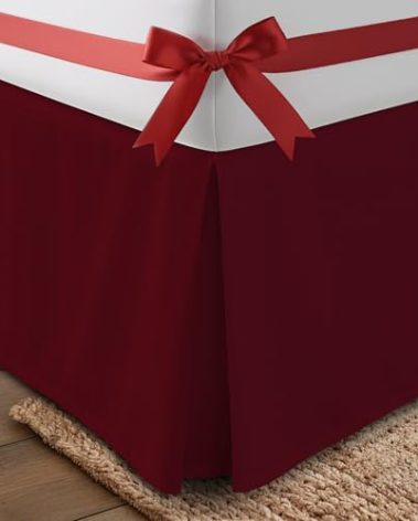 Utopia Bedding Full Bed Skirt - Soft Quadruple Pleated Ruffle - Easy Fit with 16 Inch Tailored Drop - Hotel Quality, Shrinkage and Fade Resistant (Full, Burgundy)