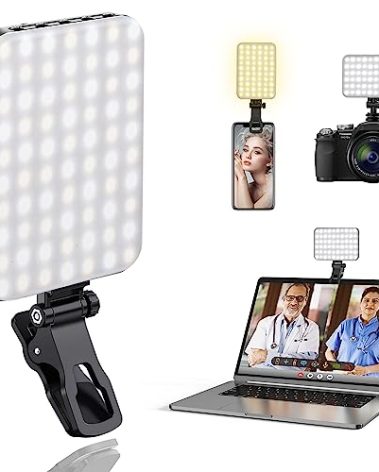ALTSON 60 LED Portable Selfie Light Video Conference Lighting with Clip & Camera Tripod Adapter Rechargeable 2200mAh CRI 97+, 3 Light Modes for Phone iPhone Webcam Laptop Photo Makeup