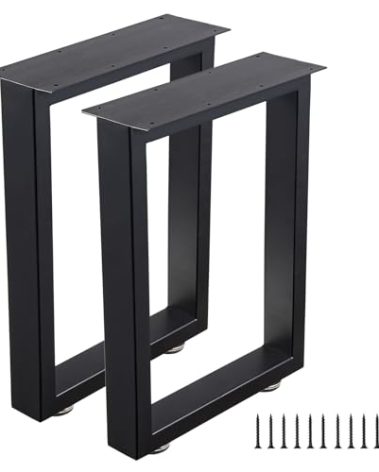 ALLCOS Bench Legs 16 Inch Metal Coffee Table Legs Heavy Duty Furniture Desk Chair Legs, Set of 2, Black