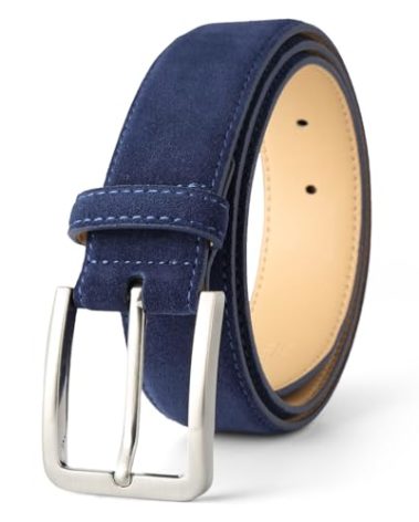 LEAODES LD Men's Belt Casual Genuine Leather Suede Belts for Men 1 3/8" Wide Elegant Golf Dress Belt