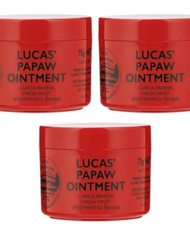 Lucas' Papaw Ointment 75g (3-Pack) – Multi-Purpose Skin Relief Balm – Made in Australia