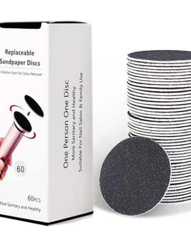 60pcs Replaceable Sandpaper Refill Discs for Electric Foot File Callus Remover Hard Dry Dead Skin Removal (Coarse 60 Grit)