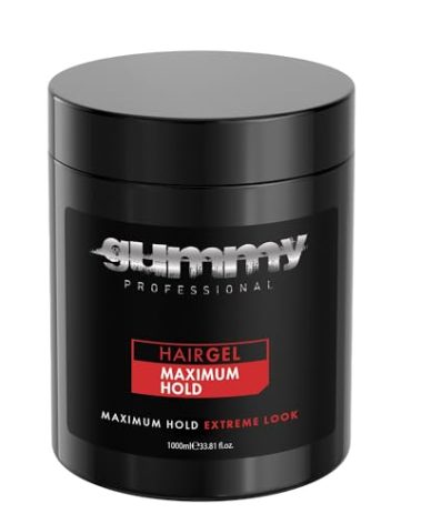 Gummy Professional - Hair Gel for Men and Women – Strong Hold Styling Gel for Slick Back Looks, Curls, Braids, Twists, and Edge Control – Clear Gel for Shine, Neat Styles, and Conditioning – 1000ml
