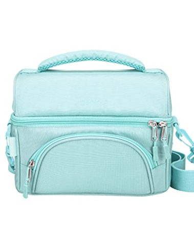 Bentgo Deluxe Lunch Bag - Durable and Insulated Lunch Tote with Zippered Outer Pocket, Internal Mesh Pocket, Padded & Adjustable Straps, & 2-Way Zippers - Fits Most Lunch Boxes (Coastal Aqua)