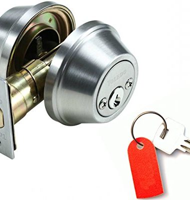 Door Deadbolts : Keyed Cylinders On Both Sides : Double Cylinder Door Lock : Bump Resistant & Anti-Pick Pins : Double Sided Door Lock : Keyed Alike : Satin Chrome Finish