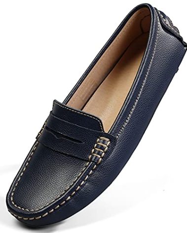 Artisure Women's Classic Handsewn Blue Genuine Leather Penny Loafers Driving Moccasins Casual Boat Shoes Slip On Fashion Office Comfort Flats 9 M US SKS-1221LAN90