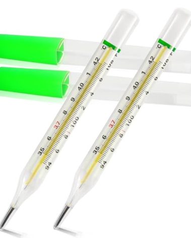 ℃&℉ Mercury Free Thermometer for Armpit 2PCS - Clinical Glass Temperature Test for Fever -Classic Non Digital Thermometer for Adults - Accurate Easy Reading by HARIKA LIFE