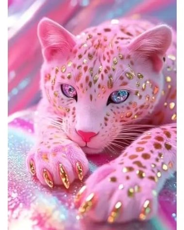 ZHUDENGXJL Leopard Diamond Art Kits for Adults,DIY Pink Leopard Diamond Painting Kits for Beginners,5D Full Round Drill Gem Art with Paint by Diamonds for Adults Home Wall Decor 12 X 16Inch