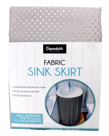 Diamond Stitch Fabric Bathroom Sink Skirt Utility Sink Waterproof Fits Standard Size Sinks Adds Bathroom Storage (Silver-Gray) Large