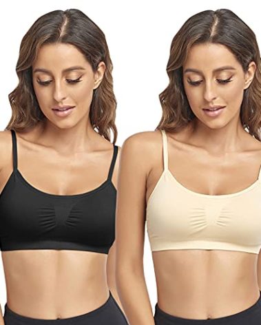 Litthing Bralettes Padded for Women Cami Strap Bra Seamless Sportsbra Wireless Comfort Yoga Lightly T-Shirt Tank Tops