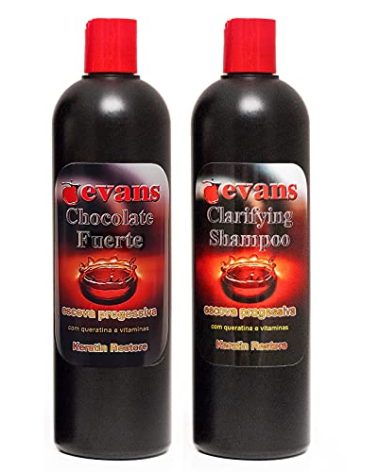 evans COMBO PACK Brazilian Keratin Hair Smoothing Treatment Blowout Straightening System – Strong 16 fl oz + Clarifying Shampoo 16 fl oz.…