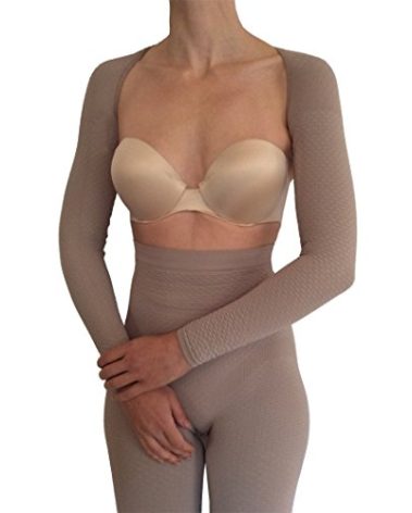 Bioflect® Compression Arm Sleeves Wrap with Bioactive Fibers and Raised Massaging Knit - for Support and Comfort - Sand L/XL