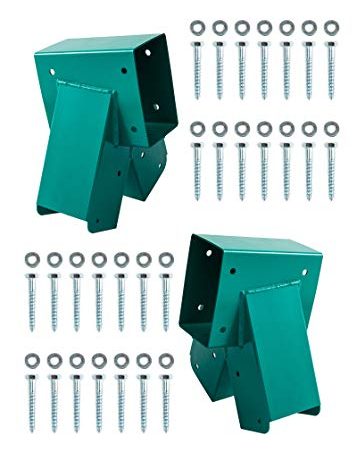 HANDYGO Swing Set Brackets - 2 DIY Wooden Swing Hardware Bracket, Playground Equipment Parts, with Mounting Accessories, for Outdoor Play, Green