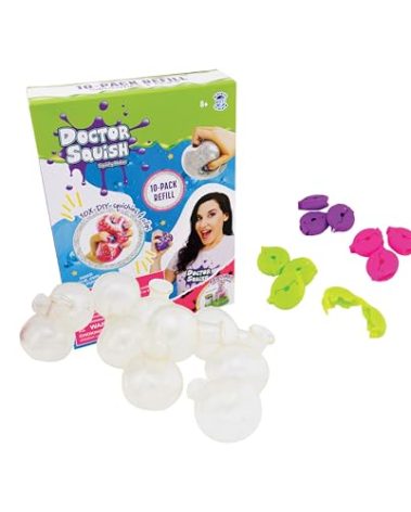 Doctor Squish Squishy Maker Refill Pack | DIY Squishy Making Kit with 10 TPR Balloons and 10 Reusable Clips | Make Your Own Squishies for Kids Ages 8 & Up | 1 Pack