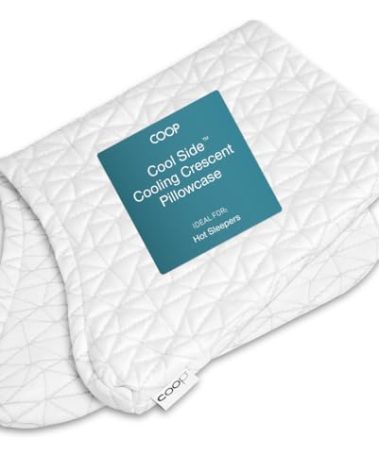 Coop Home Goods Cool Side Crescent Pillowcase, Queen Size Cooling Pillow Case for Hot Sleepers, Crescent Shape, Two-Sided Pillow Covers, Cozy Side & Cool Side, Ultra Soft Lulltra Cool Technology