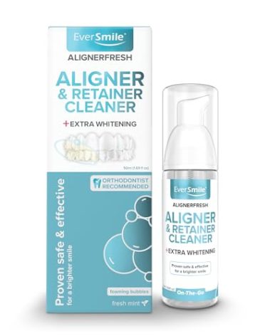 EverSmile AlignerFresh Extra Whitening Foam – Cleaner Compatible with All Clear Aligners and Retainers – Eliminates Bacteria, Whitens Teeth, Fights Bad Breath – 50ml (1 Pack)
