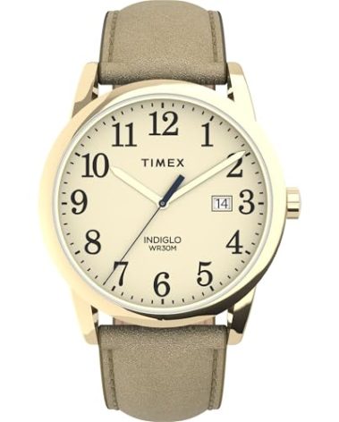 Timex Women's Easy Reader 38mm Watch – Gold-Tone Case Cream Dial with Light Gold-Tone Leather Strap