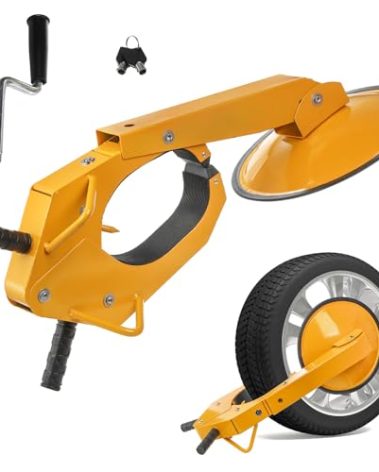 Lyellfe Trailer Wheel Lock, Heavy Duty Car Wheel Lock Anti Theft, Adjustable Tire Clamp Boot Locks for Parking Cars, Trucks, SUVs, RV