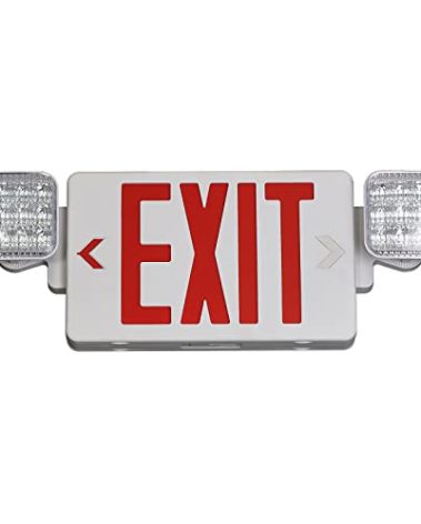 TANLUX Red Exit Sign with Emergency Lights, LED Emergency Exit Light with Battery Backup, UL Listed, AC 120/277V, Commercial Emergency Lights Combo for Business - 1 Pack