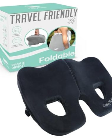 Cushy Tushy Premium Foldable Piriformis Seat Cushion - Piriformis Pain and Sciatic Pain Relief Cushion - for Home & Office Use, Perfect for Travel or Driving