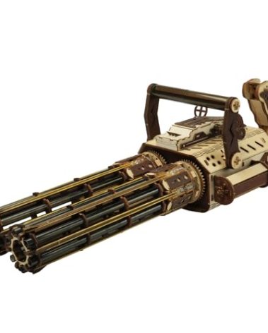 3D Wooden Puzzle Gun for Adults, Rubber Band 3D Puzzle, Gatling Gun Model Building Kit, 344pcs Wood Puzzles DIY Building Model Kits - Excellent for Adult, Teens, and Craft Enthusiasts