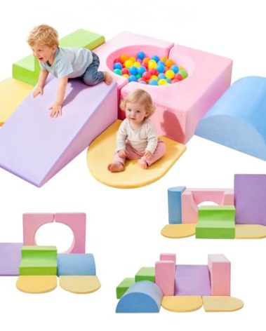 IFNOW Climbing Toys for Toddlers Indoor,7-Piece Foam Toddler Climbing Blocks Set, Colourful Soft Play Climbing,Play Gym Climber Structures for Toddler,Climb and Crawl Play Set with Widended Velcro
